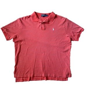 POLO by Ralph Lauren Stripped Short Sleeve Golf Shirt | Orange and White